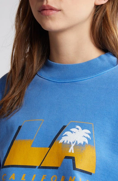 Shop Frame Los Angeles Cotton Blend Sweatshirt In Washed Bright Blue