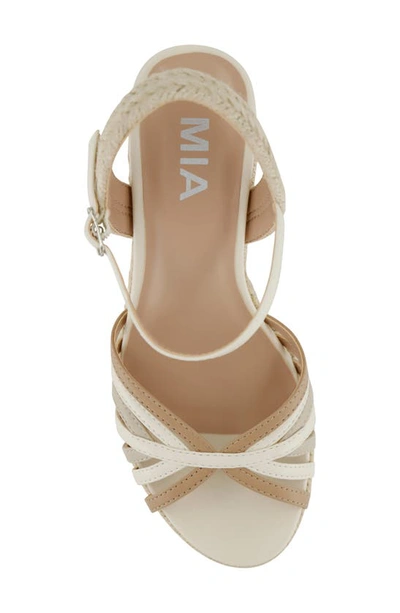Shop Mia Anjalli Ankle Strap Espadrille Platform Wedge Sandal In Bone/ Multi