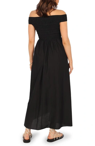 Shop Petal And Pup Petal & Pup Tessa Off The Shoulder Maxi Dress In Black