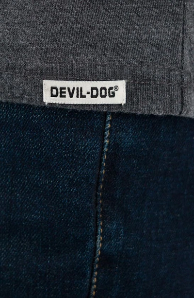 Shop Devil-dog Dungarees Burnout Henley In Dark Grey