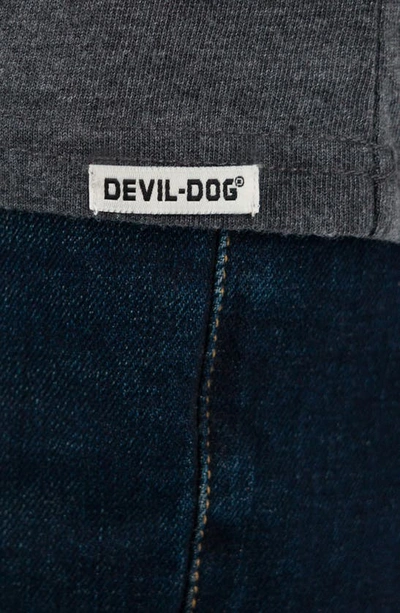 Devil-dog Dungarees Burnout Henley In Dark Grey