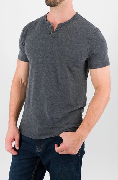 Devil-dog Dungarees Burnout Henley In Dark Grey