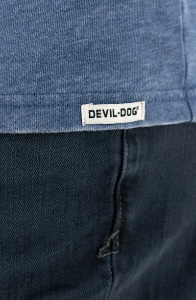 Shop Devil-dog Dungarees Burnout Henley In Ensign Blue
