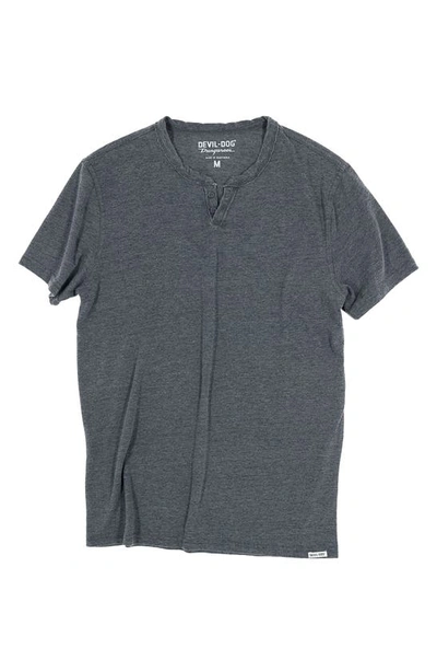 Devil-dog Dungarees Burnout Henley In Dark Grey