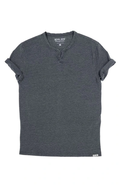 Devil-dog Dungarees Burnout Henley In Dark Grey