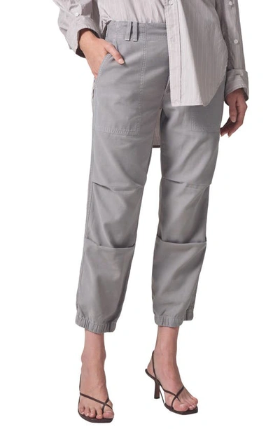 Shop Citizens Of Humanity Agni Crop Twill Utility Trousers In Taupe
