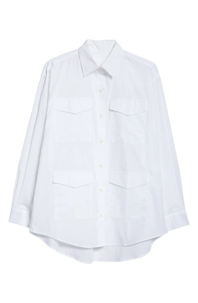 Shop Maria Mcmanus Cargo Pocket Organic Cotton Button-up Shirt In White