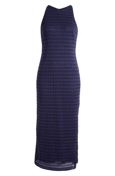 Shop Julia Jordan Open Stitch Sleeveless Midi Dress In Navy