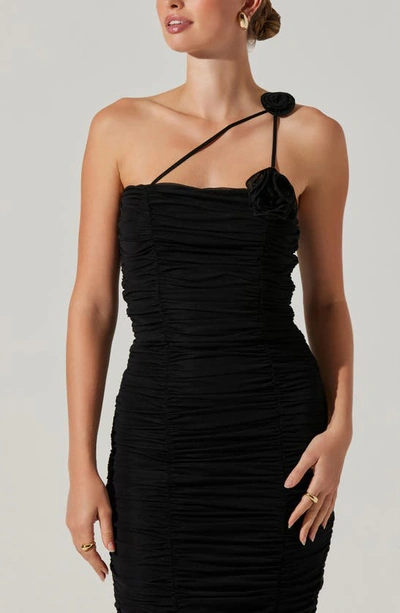 Shop Astr Corsage Ruched Body-con Dress In Black