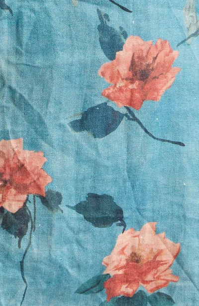 Shop R13 Floral Empire Waist Flounce Hem Raw Edge Linen Slipdress In Blue Floral