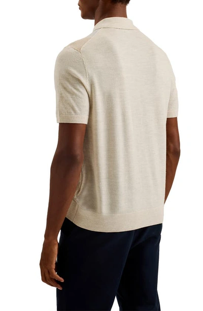Shop Ted Baker Ambler Colorblock Short Sleeve Wool Polo Sweater In Taupe