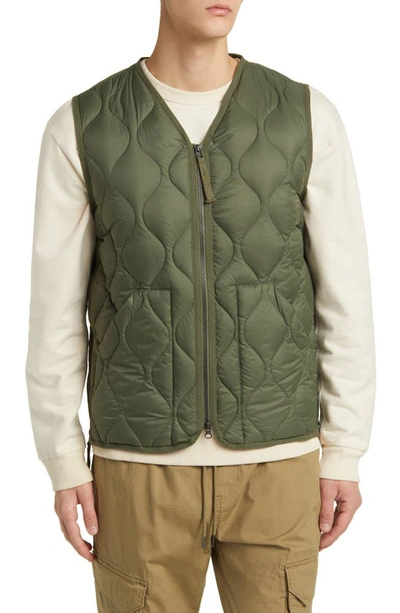 Shop Taion Military Quilted Packable Water Resistant 800 Fill Power Down Vest In Olive