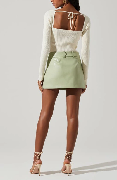 Shop Astr Milani Faux Leather Miniskirt In Sage