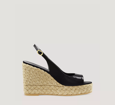 Shop Stuart Weitzman Island Peep-toe Espadrille Wedge The Sw Outlet In Black & Natural