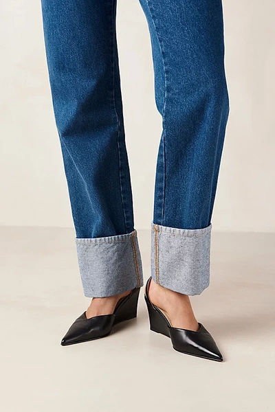 Shop Alohas Polly Leather Wedge Heel In Black, Women's At Urban Outfitters