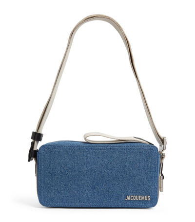 Shop Jacquemus Denim Cuerda Horizontal Cross-body Bag In Blue