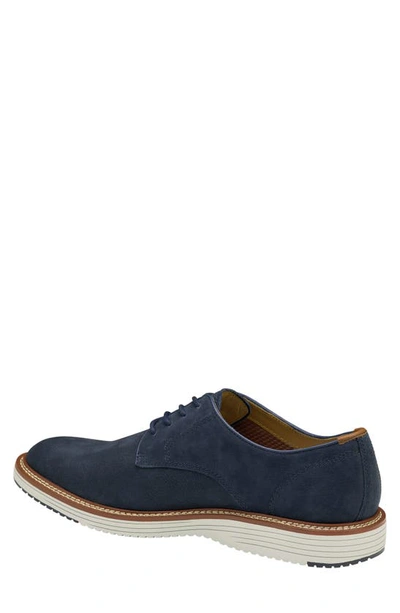 Johnston & Murphy Upton Plain Toe Derby In Navy Tumbled Nubuck