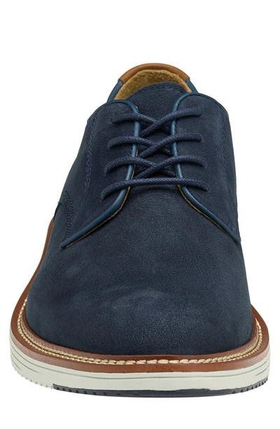 Johnston & Murphy Upton Plain Toe Derby In Navy Tumbled Nubuck
