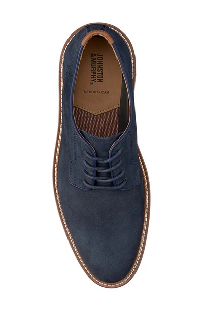 Johnston & Murphy Upton Plain Toe Derby In Navy Tumbled Nubuck
