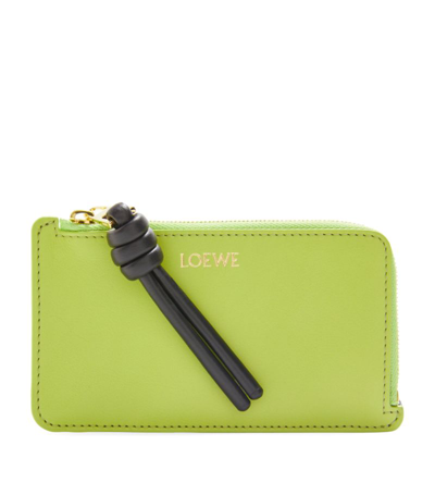 Shop Loewe Leather Knot Coin Card Holder In Green