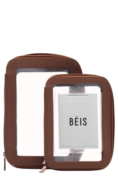 Shop Beis The In-flight Set Of 2 Cosmetics Bags In Maple