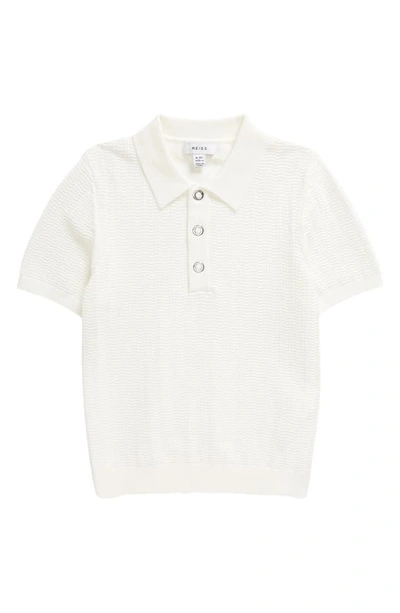 Shop Reiss Kids' Pascoe Jr. Textured Polo Sweater In White