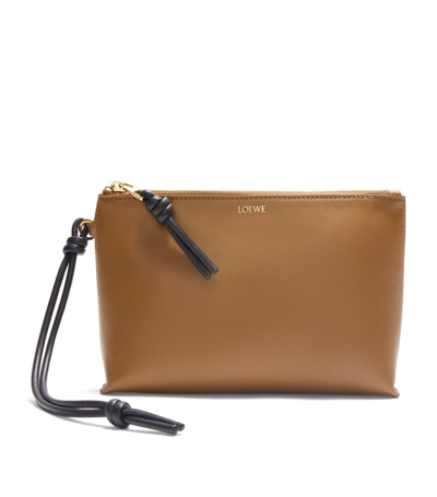 Shop Loewe Leather Knot T Pouch In Brown