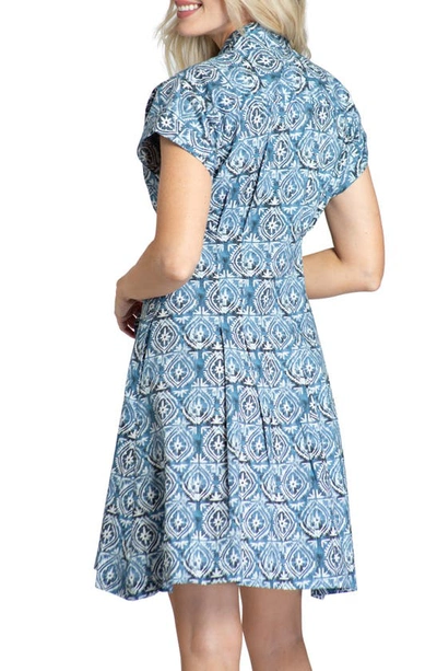 Apny Belted Shirtdress In Blue Multi