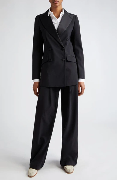 Eleventy Pleated Virgin Wool Blend Wide Leg Trousers In Black