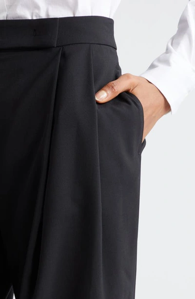 Eleventy Pleated Virgin Wool Blend Wide Leg Trousers In Black
