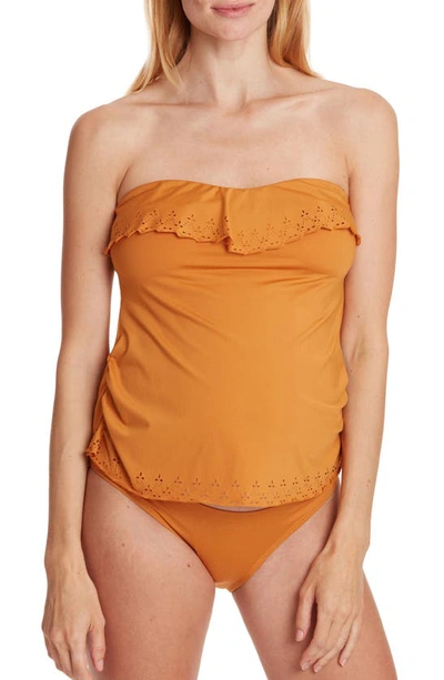 Shop Cache Coeur Bloom Tankini Maternity Swimsuit In Honey