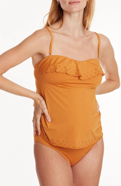 Shop Cache Coeur Bloom Tankini Maternity Swimsuit In Honey
