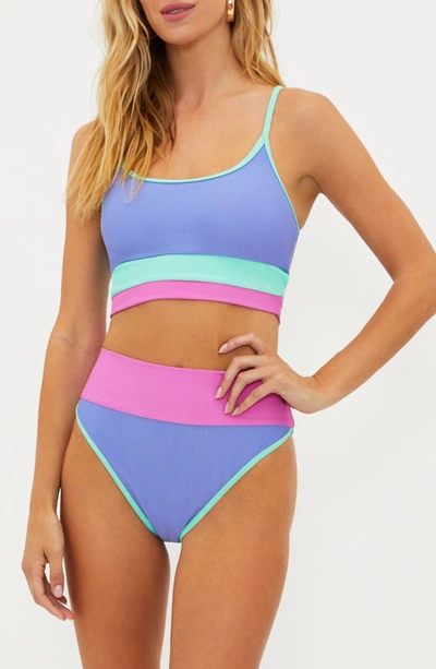 Shop Beach Riot Eva Colorblock Rib Bikini Top In High Tide Colorblock