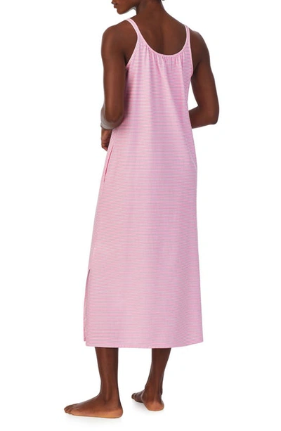 Ralph Lauren Sleeveless Cotton Nightgown In Pink Stripe