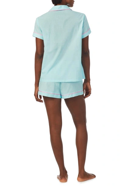 Shop Lauren Ralph Lauren Cotton Blend Short Pajamas In Turquoise Print