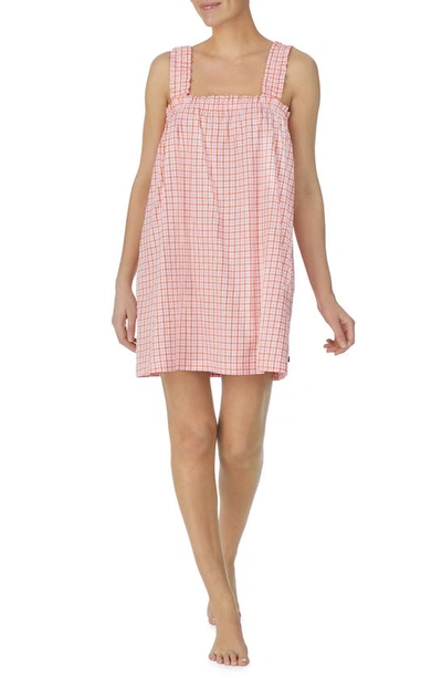 Shop Kate Spade Plaid Organic Cotton Blend Short Nightgown In Lilac Check
