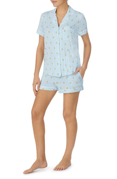 Shop Kate Spade Mixed Print Short Pajamas In Blue Stripe