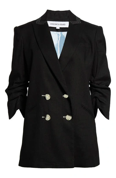 Shop Veronica Beard Kiernan Linen Blend Dickey Jacket In Black