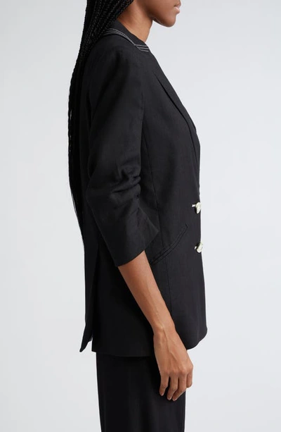 Shop Veronica Beard Kiernan Linen Blend Dickey Jacket In Black