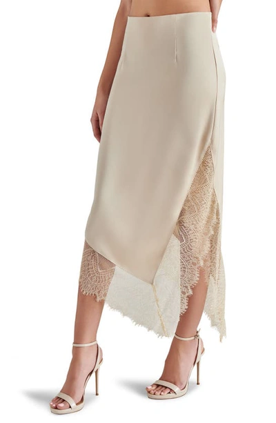 Shop Steve Madden Carrie Anne Satin & Lace Skirt In Oatmeal