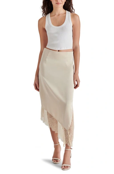 Shop Steve Madden Carrie Anne Satin & Lace Skirt In Oatmeal