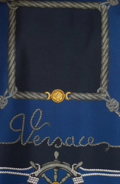 Shop Versace Nautical Stripe Cotton Poplin & Silk Button-up Shirt In Blue Gold