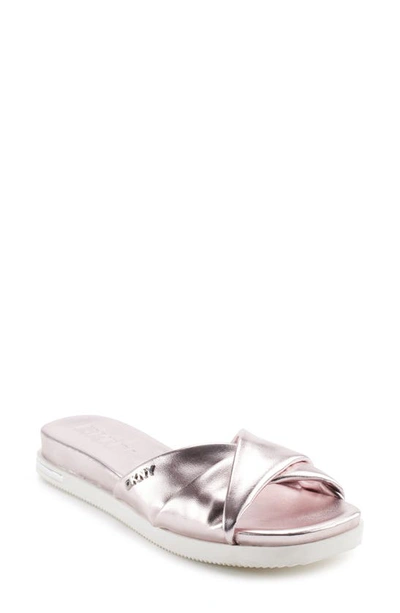 Shop Dkny Jezebel Slide Sandal In Metallic Pink