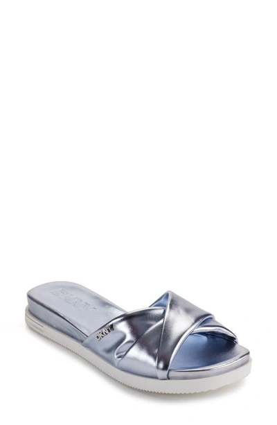 Shop Dkny Jezebel Slide Sandal In Metallic Blue