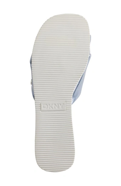 Dkny Indra Womens Criss-cross Faux Leather Slide Sandals In Metallic Blue