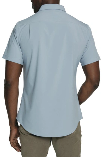 Shop 7 Diamonds Siena Solid Short Sleeve Performance Button-up Shirt In Dusty Blue