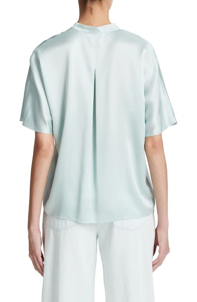 Shop Vince Dolman Sleeve Silk Button-up Shirt In Sea Star