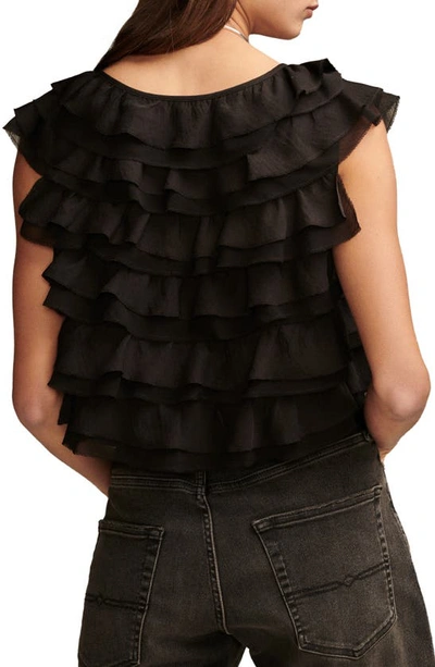 Shop Lucky Brand Festival Ruffle Tie Front Crop Top In Meteorite