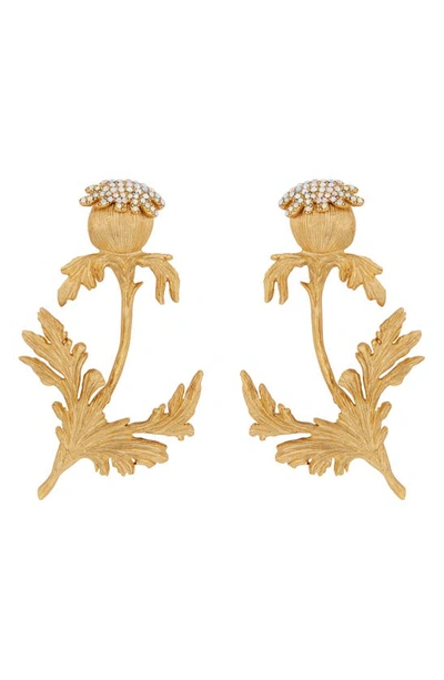 Shop Oscar De La Renta Thistle Earrings In White Opal