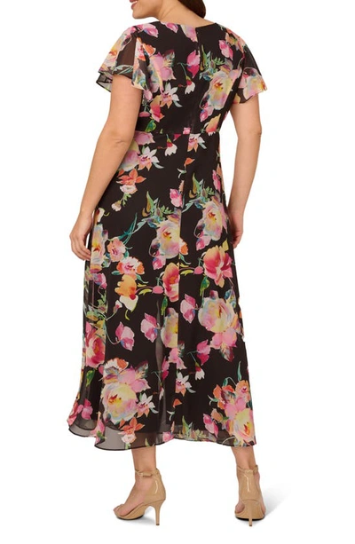 Shop Adrianna Papell Floral Overlay Maxi Jumpsuit In Black Multi